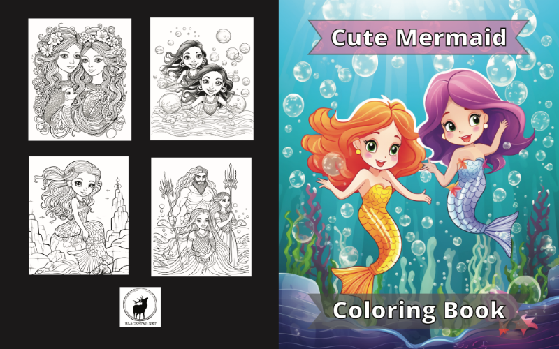 Cute Mermaid Coloring Book