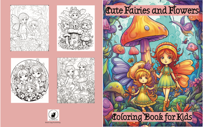 Cute Fairies and Flowers Coloring Book