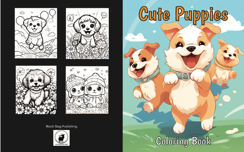 Cute Puppies Coloring Book