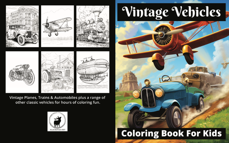 Vintage Vehicles Coloring Book for Kids
