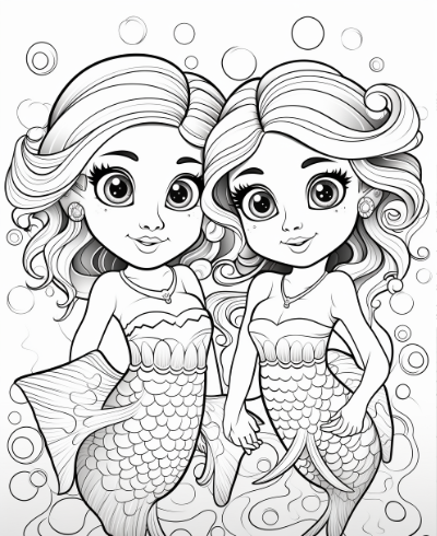 Cute Mermaid Coloring Book Coloring Page Sample 1