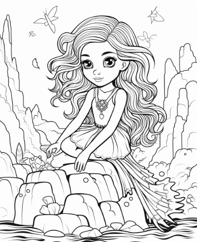 Cute Mermaid Coloring Book Coloring Page Sample 2