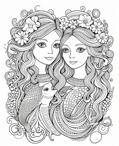 Cute Mermaid Coloring Book Coloring Page Sample 3