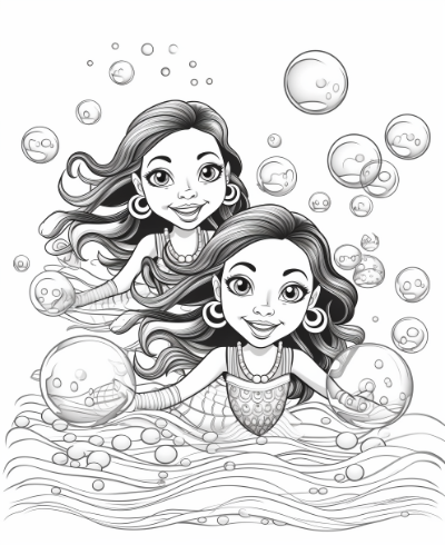 Cute Mermaid Coloring Book Coloring Page Sample 4