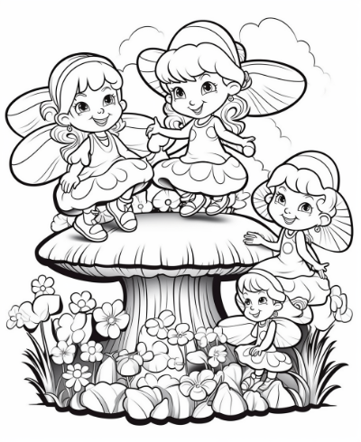 Cute Fairies and Flowers Coloring Book Coloring Page Sample 3