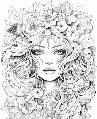 Nature Goddess Coloring Book Coloring Page Sample 1