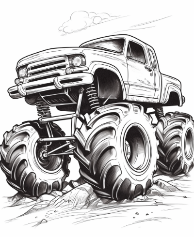 Monster Truck Coloring Book Coloring Page Sample 1