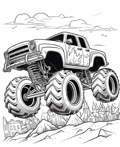 Monster Truck Coloring Book Coloring Page Sample 2