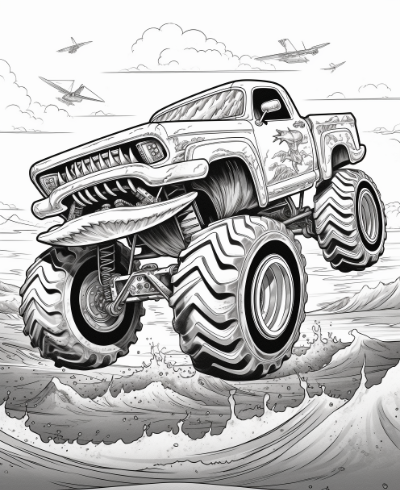 Monster Truck Coloring Book Coloring Page Sample 4