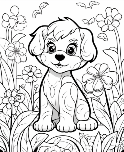 Cute Puppies Coloring Book Coloring Page Sample 1