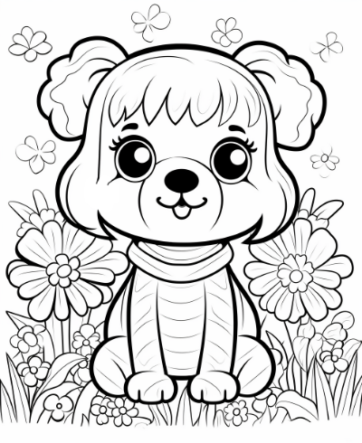 Cute Puppies Coloring Book Coloring Page Sample 2