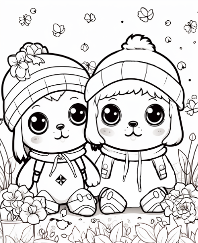 Cute Puppies Coloring Book Coloring Page Sample 3