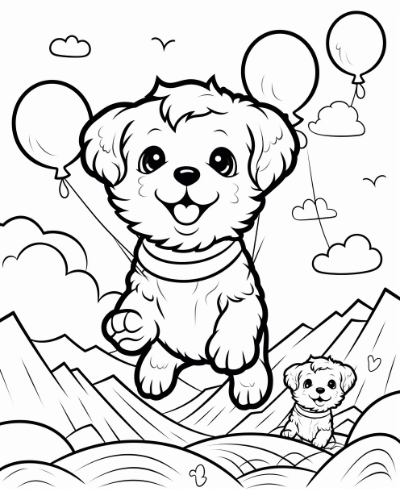 Cute Puppies Coloring Book Coloring Page Sample 4