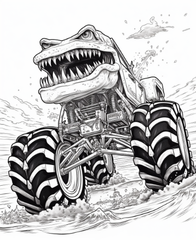 Super Scary Monster Truck Coloring Book Coloring Page Sample 1