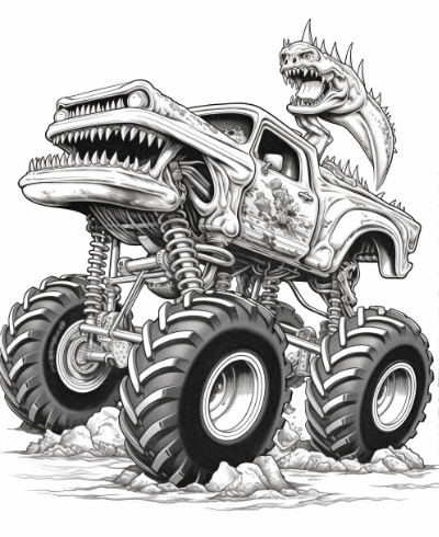 Super Scary Monster Truck Coloring Book Coloring Page Sample 2