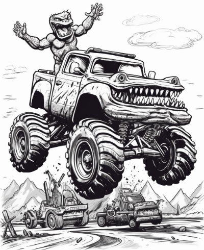 Super Scary Monster Truck Coloring Book Coloring Page Sample 3