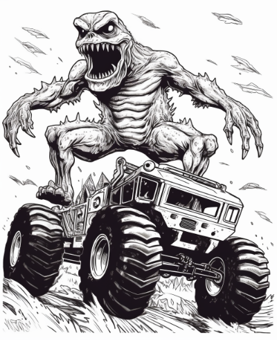 Super Scary Monster Truck Coloring Book Coloring Page Sample 4