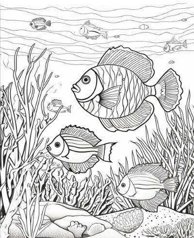 Under The Sea - Tropical Fish Coloring Book Coloring Page Sample 2