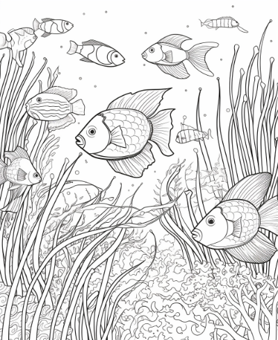 Under The Sea - Tropical Fish Coloring Book Coloring Page Sample 4