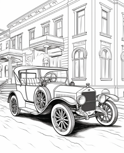 Vintage Vehicles Coloring Book for Kids Coloring Page Sample 3